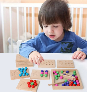 木製カウント番号並べ替えトレーシングおもちゃの色と形のマッチング就学前学習STEM数学ボード子供男の子女の子年齢2-7 - Product Image 3
