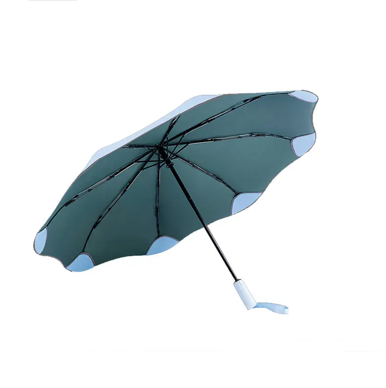 إنز: 8 أضلاع مظلة قابلة للطي على شكل زهرة غير حادة زاوية إبداعية جديدة أطراف أمان دائرية بالكامل أوتوماتيكية مفتوحة