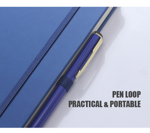 Bloc de notas y bolígrafo personalizados de alta calidad con logotipo estampado de diseño púrpura cuaderno de cuero PU A5 con banda elástica - Product Image 5