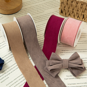 Phong Cách Hàn Quốc Hai Mặt Rắn Màu Nhung <span class=keywords><strong>Ribbon</strong></span> 4Cm Bow Bạc Foil In Thân Thiện Với Môi Quần Áo Tóc Hat <span class=keywords><strong>Ribbon</strong></span> - Product Image 4