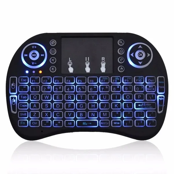 Mini teclado inalámbrico con retroiluminación, 3 colores, con Touchpad 2,4G, mando a distancia más barato para android tv box