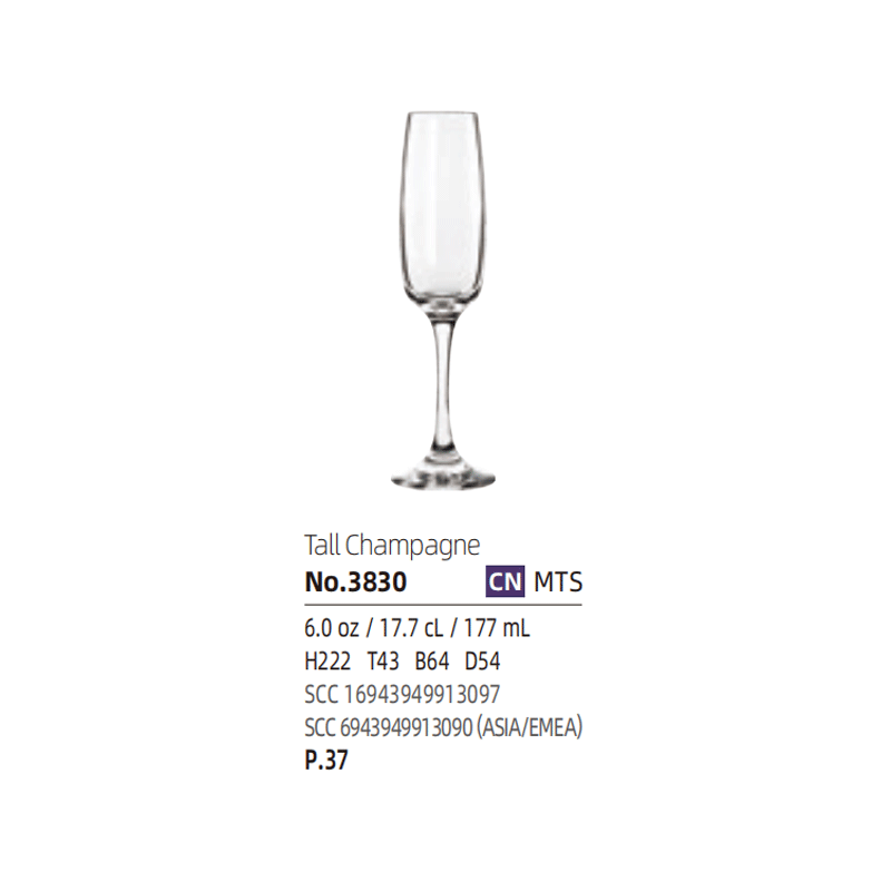 Libbey 6oz chamagne glass clear