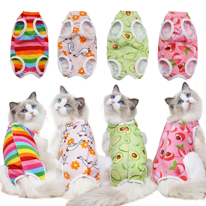 Nieuwe Comfortabele Leuke Patroon Douane Sterilisatie Herstel Pak Kat Chirurgie Huisdier Pyjama Pak Voor Katten Honden