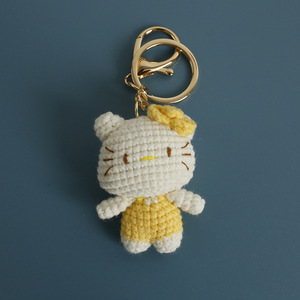 Nhà Máy Trực Tiếp Sáng Tạo Handmade Dệt Kim Crochet Mini Mèo Đồ Trang Trí Đầy Màu Sắc Kitty Mặt Dây Chuyền Treo Dễ Thương Đồ Chơi Sang Trọng Móc Khóa - Product Image 4