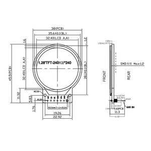 Módulo LCD de pantalla TFT de 1,28 pulgadas, controlador de 4 cables, interfaz SPI para Arduino, redondo, RGB, 240x240, GC9A01