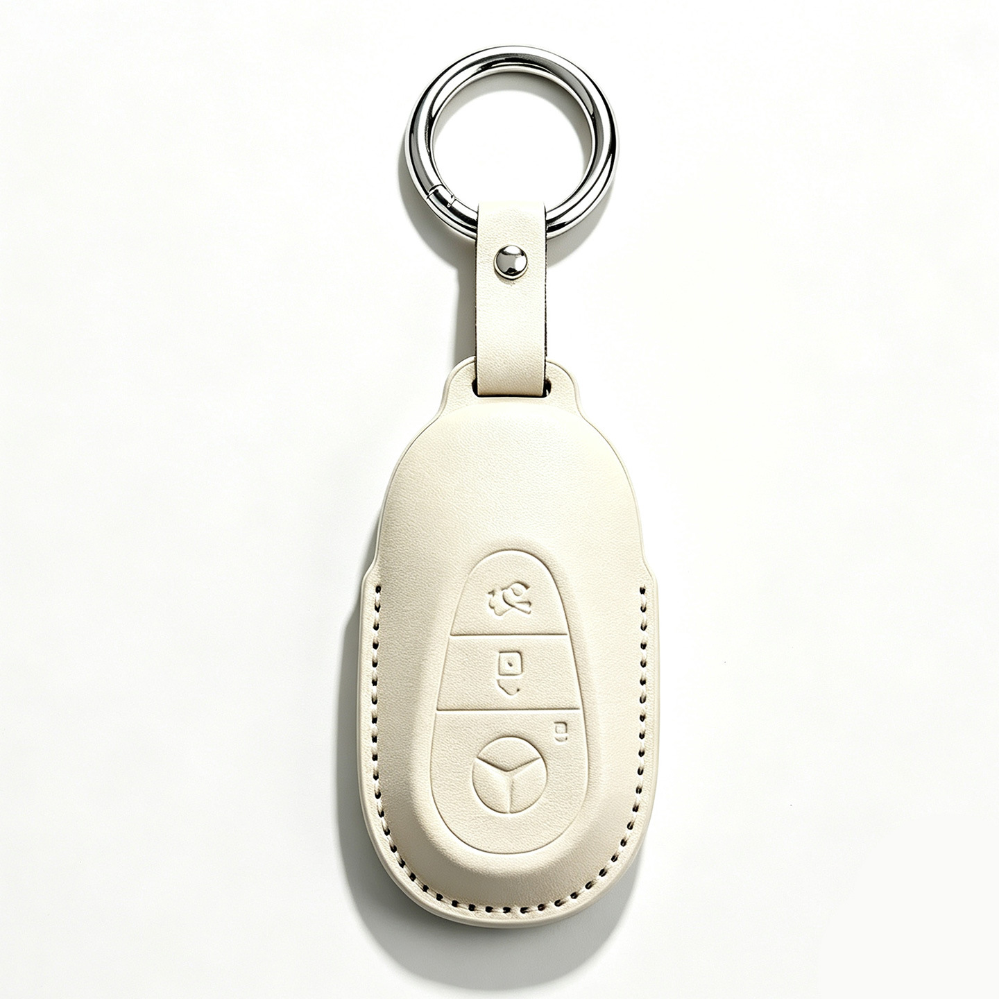 Style c-white leather case-p2 short leather buckle key case
