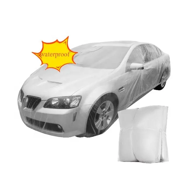 Cheap Price PE Plastic Car Full Body Vehicle Cover Clear Dustproof Disposable Full Car Cover with Elastic Band