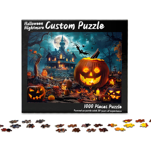 Proveedor personalizado cartón papel <span class=keywords><strong>Halloween</strong></span> rompecabezas 1000 piezas paisaje rompecabezas juego para adultos - Product Image 3