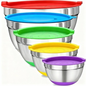 Kim loại trộn bát có nắp đậy thép không gỉ nhà bếp thiết lập cho Baking Prep nấu ăn phục vụ tùy chỉnh màu sắc và phụ kiện - Product Image 1