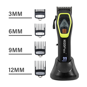 KooFex Pro Salon DLC Blade berber makası şarj standı 9000RPM yüksek hız BLDC saç kesme ile