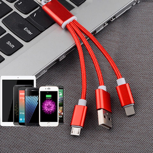 Wholesale Promotional Gift Key Ring 3-<strong>in</strong>-<strong>1</strong> Braided Charging Cable Keychain <strong>2</strong> <strong>in</strong> <strong>1</strong> Cable Type c Fast Charging Cord - Product Image 4