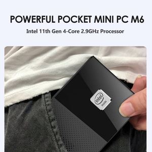 Mini PC N6000 Quad Core 8G/16G DDR4 NVMe do bolso da geração M6 mini computador de escritório do micro PC 2500M LAN @ 60Hz WiFi6 BT5.2