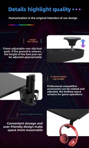 โต๊ะเล่นเกม RGB รูปตัว Z-โต๊ะคอมพิวเตอร์พลาสติกคาร์บอนไฟเบอร์พร้อมไฟ LED สำหรับโฮมออฟฟิศและอีสปอร์ต - Product Image 6