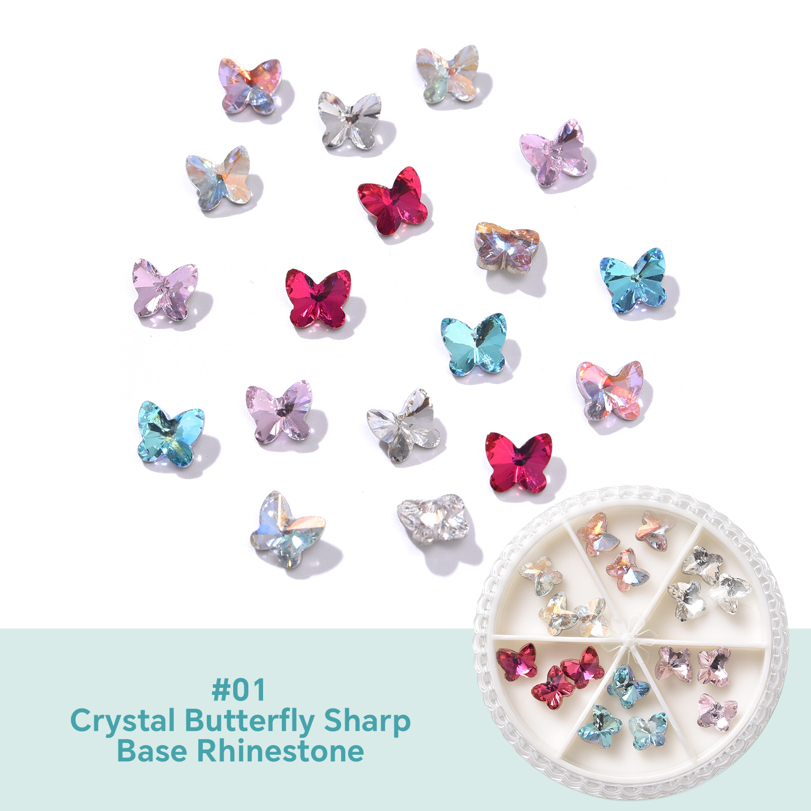 #01 Strass à base pointue papillon en cristal