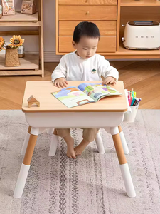 Hete Verkoop Massief Houten Tafels En Stoelen Set Voor Kinderen Multifunctionele Speeltafel - Product Image 4