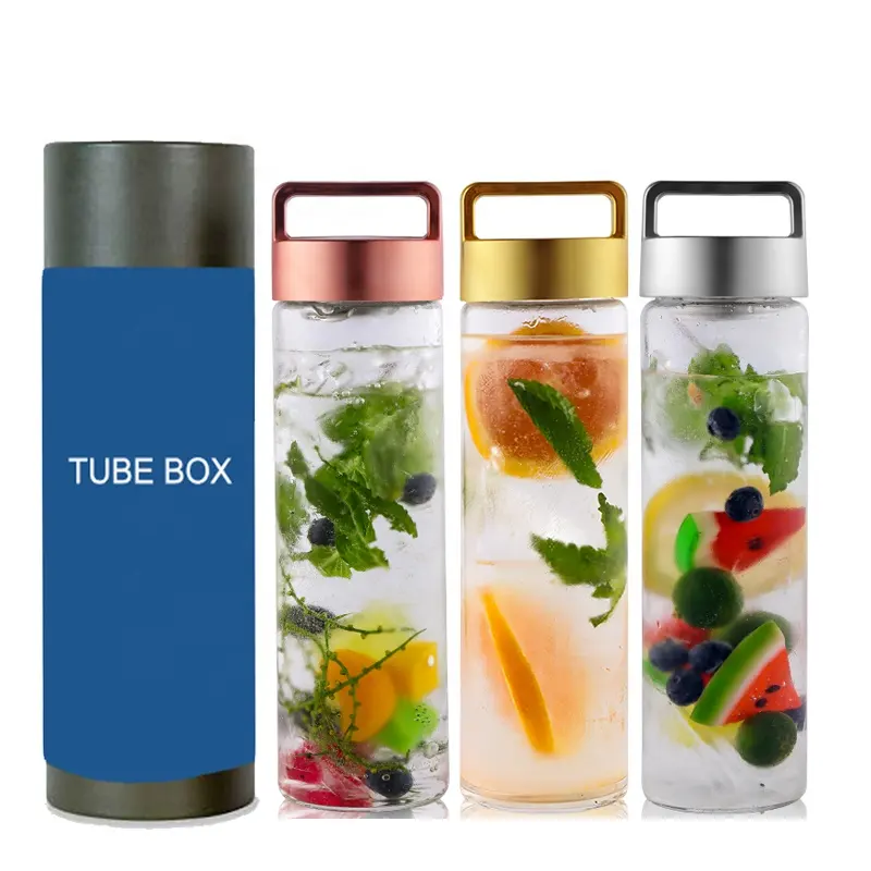 Hot Sản Phẩm Mới Leakproof BPA Free Loose Leaf Tea & Trái Cây Infuser Đôi Cách Nhiệt Glass Tea Bottle Với Trà Lọc