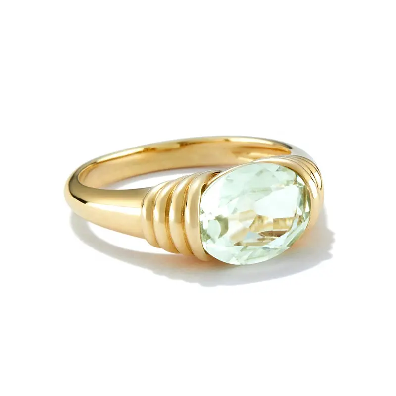 Milskye Популярные Роскошные ювелирные изделия 18k позолоченное серебро 925 пробы овальное кольцо с зеленым цирконием и яблоком