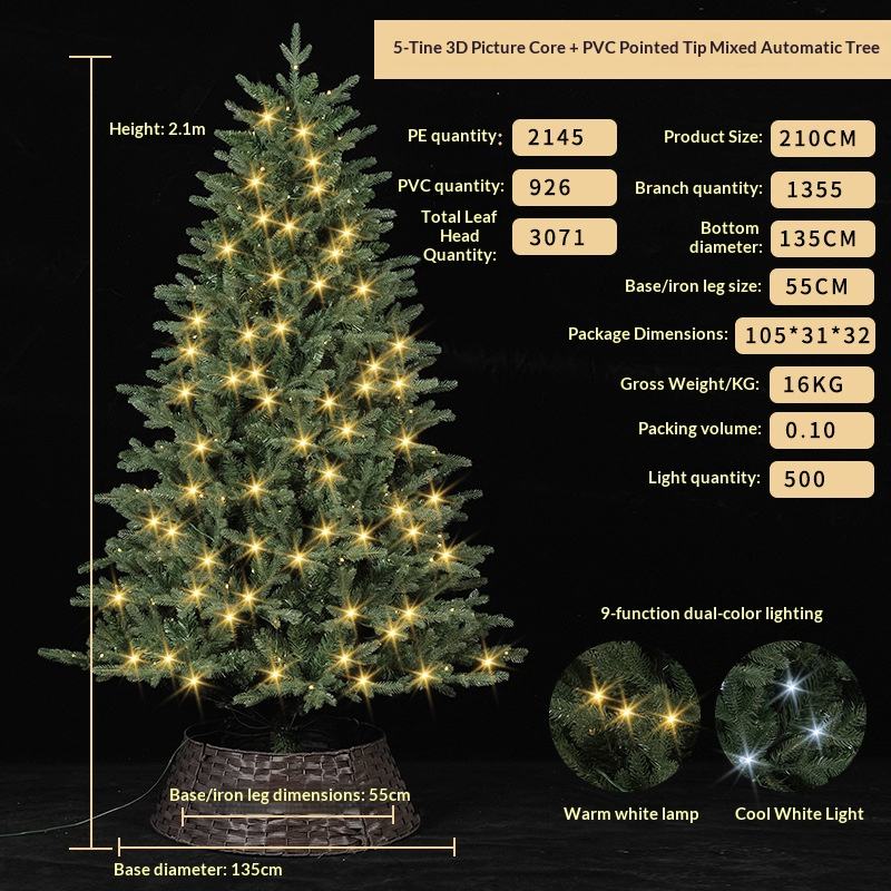 2,1 m 1355 branches 500 lumières