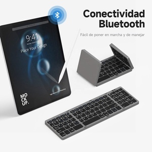 ミニワイヤレスBTキーボードiPadタブレットノートパソコン折りたたみ式スペインスペイン語数字キーパッドUSBインターフェース機械操作新品 - Product Image 2