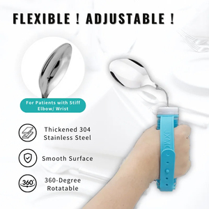 Aiwecare Adaptive Utensils Set Spork Non-Slip Handles Rubber Strap Durable Plastic Steel Tableware Hand Tremors <strong>Parkinson's</strong> - Product Image 3