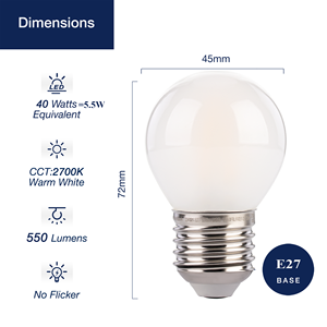 Oem/ODM có sẵn Frosted E27 5.5W 550LM 2700K Dimmable dẫn bóng đèn cho phòng khách đèn chùm - Product Image 2