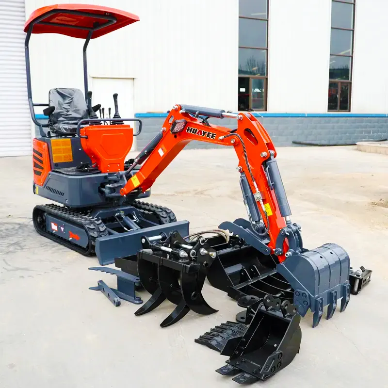 Ücretsiz satış sonrası Mini Excavator1 Ton Ce Epa kuengine motor küçük ekskavatörler makinesi Huayee fabrika çiftlik kullanılan yeni paletli kazıcı