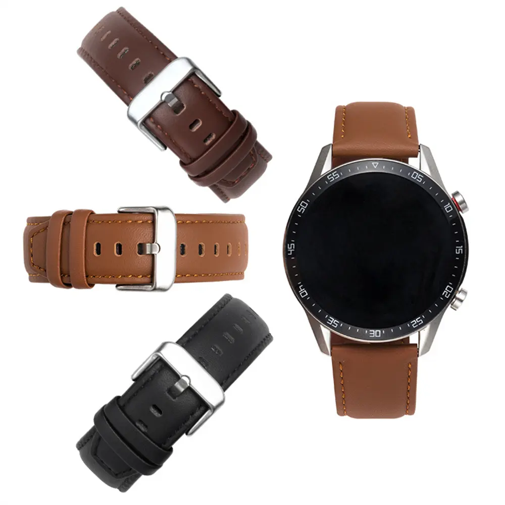 Fabriek Directe Verkoop Voor Huawei Gt2-46Mm/Horloge 3 Lederen Horlogeband Gt3 Pro Top Grain Lederen Band 22Mm