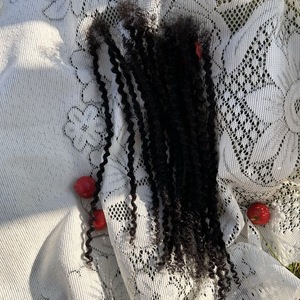 Textured Locs Human Hair Loc Extension Bundles Dreadlocks Extensions Full Handmade 100% Human Hair Extensions #1 Jet <strong>Black</strong> - Product Image 3