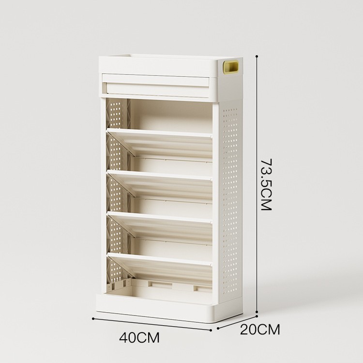 Basic 5-tier side bookshelf with drawers and no wheels