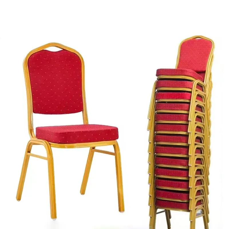 hotsale gold red stackable metal fabric wedding event hotel conference chairs aluminum vip hall banquet chair for events banquet