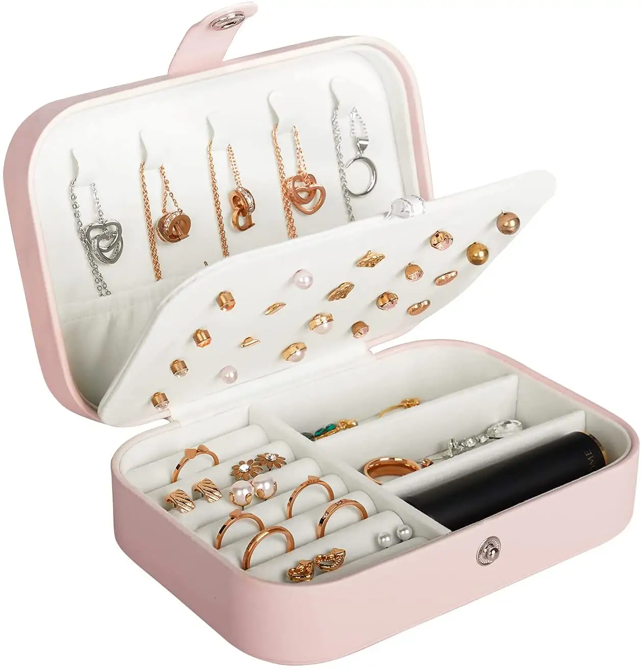 Portable Jewelry Box Jewelry Organizer Display Travel Jewelry Case Boxes Button Leather Storage Zipper Jewelers Joyero