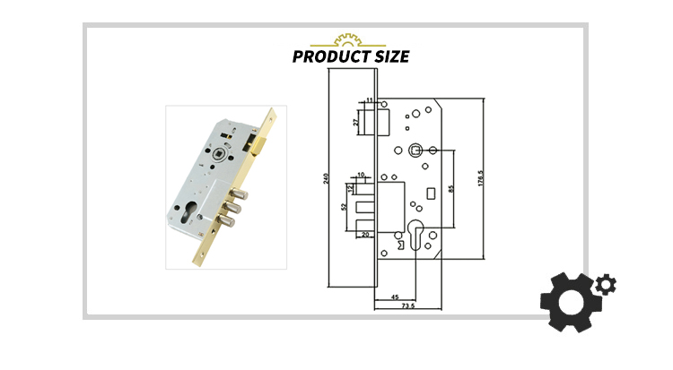 EADER European market  High safety  cylinder iron Lock body 85 45 Mortise lock door lock Zinc Latch bolt