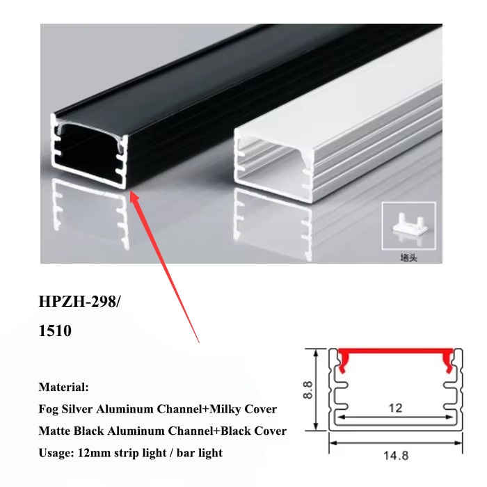 1 m de taille 15*10 mm (noir mat avec couvercle en pc noir)