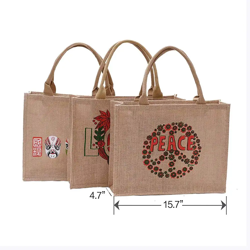 Burlap Drawstring Hemp Tote Bag Small Jute Bag Gift women tote bag