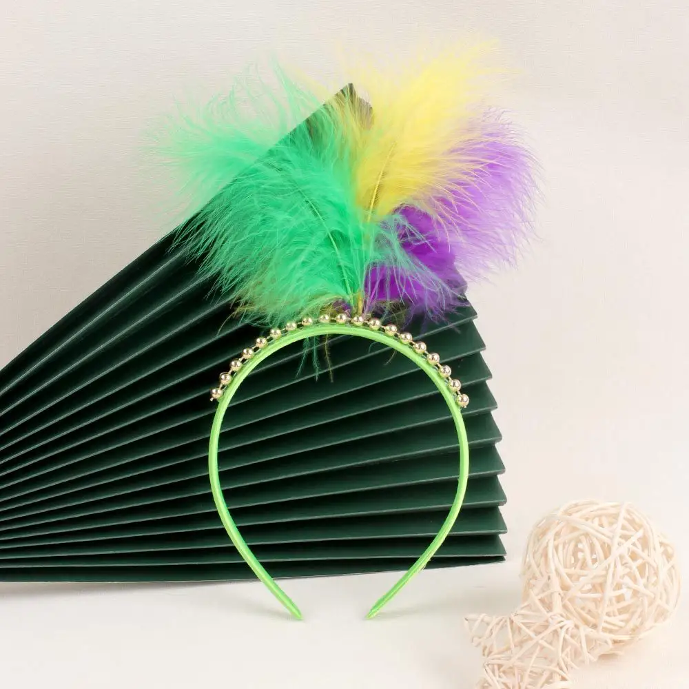 Accessori per capelli di vendita caldi per bambini fasce gialle verdi e viola per fascia di piume di carnevale