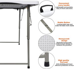 Ngoài trời trắng nhiệm vụ nặng nề nhựa dài 8ft gấp bảng cho tổ chức sự kiện dã ngoại - Product Image 6