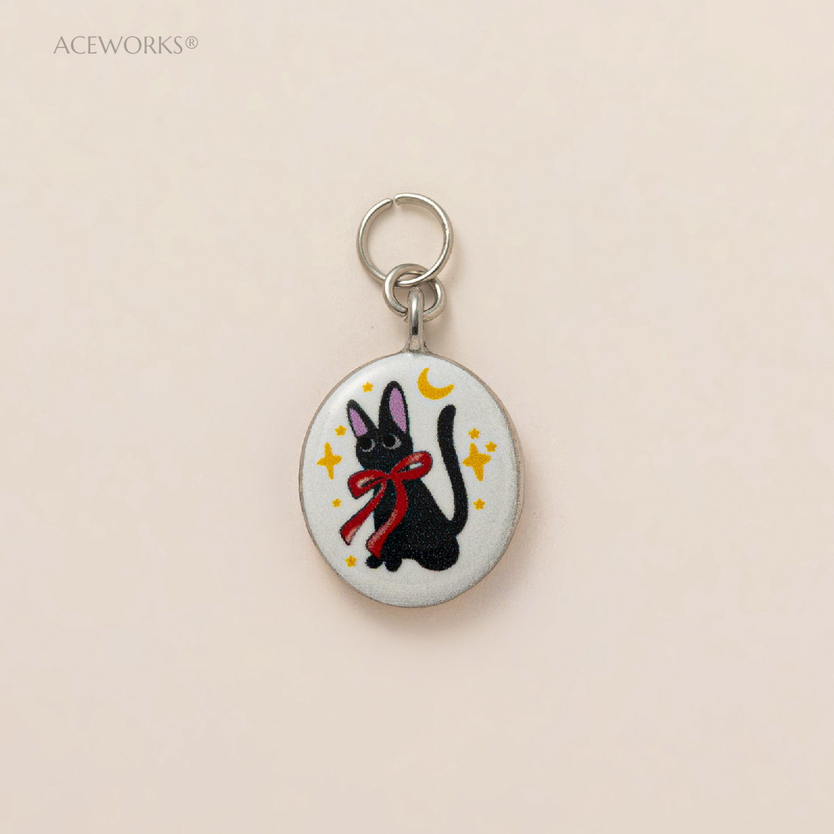 Midnight Bow Cat Charm Silver