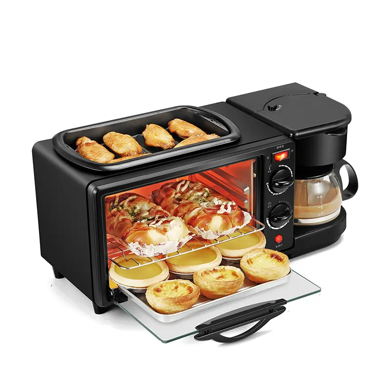 Produttori per la colazione multifunzione con padella, caffettiera Toast Grill Maker elettrodomestici 3 in 1 macchina per la colazione durevole
