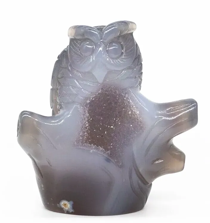 Commercio all'ingrosso di agata naturale Geode gufo sculture gufo di cristallo animale per la decorazione