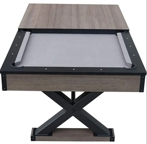 New High-End 7ft Indoor X-Leg Thick Slate <strong>3</strong>-in-1 Multi-Purpose Pool <strong>Table</strong>/Dining <strong>Table</strong> <strong>Set</strong> with 4 Chairs for Home Use - Product Image 4