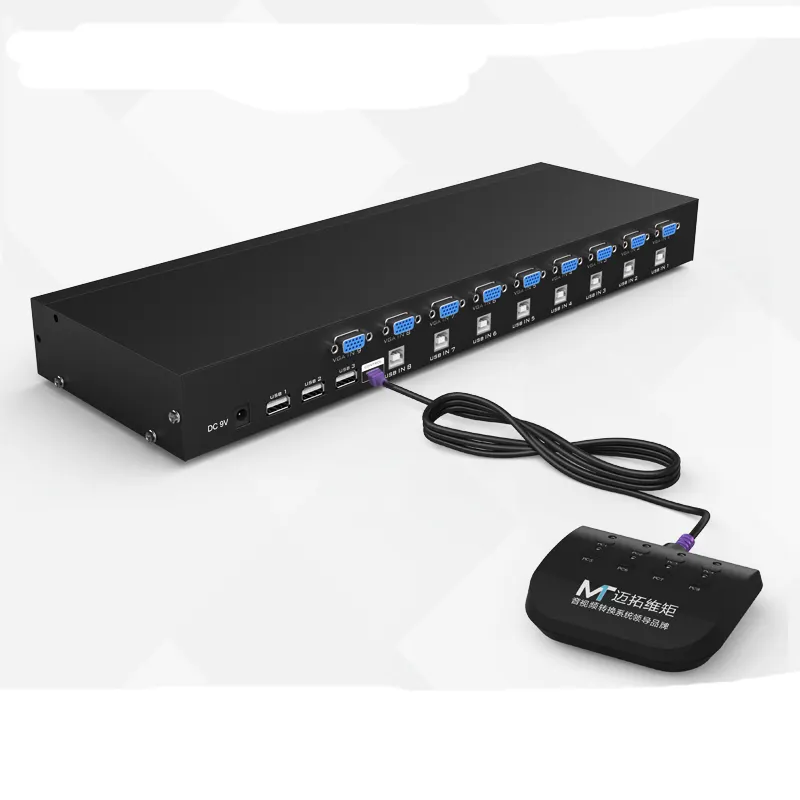 8 Ports KVM-Switch VGA, MT-VIKI Rack KVM-Konsole 8x1, 8 in 1 out USB VGA KVM-Switch