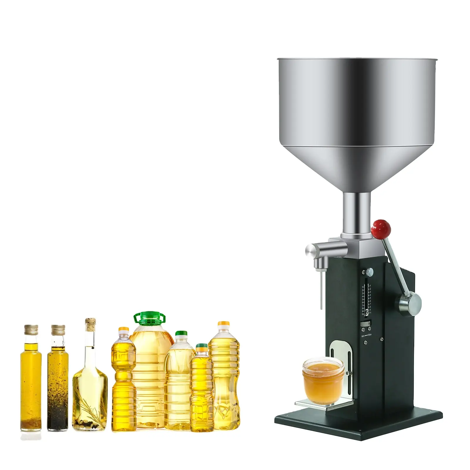 ماكينة A03 لملء الوعاء اليدوي للشامبو ومستحضرات التجميل بسعر المصنع لزجاجات من الفولاذ المقاوم للصدأ 5-50 مل و10-100 مل