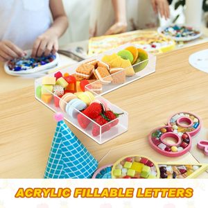Akrilik mektup kutusu formu tepsi kutusu akrilik doldurulabilir mektuplar şeker çanak doğum günü partisi için kullanımlık saklama kutuları tabaklar gıda için - Product Image 5