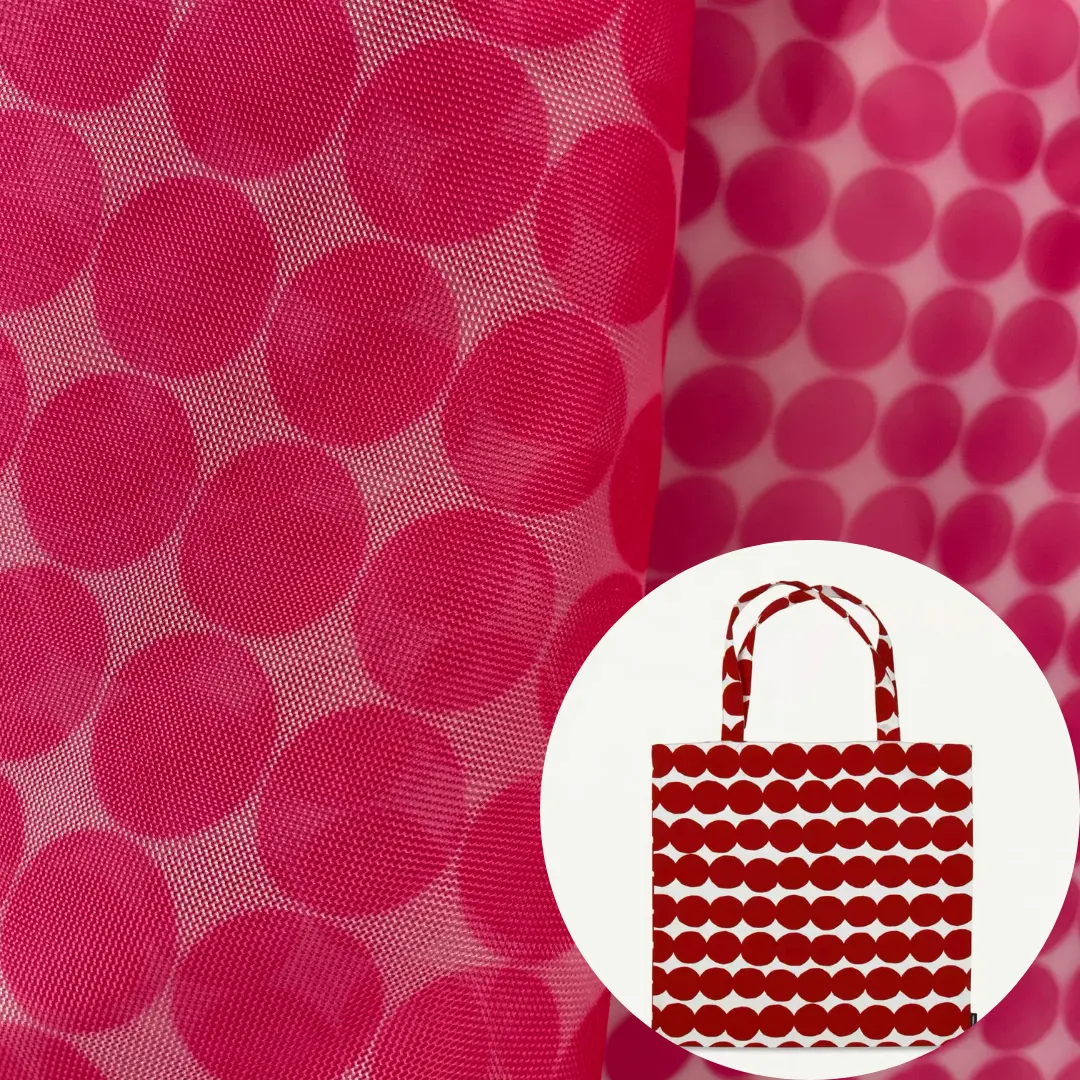 High grade nylon dot printed mesh fabric for shopping bags beach bags