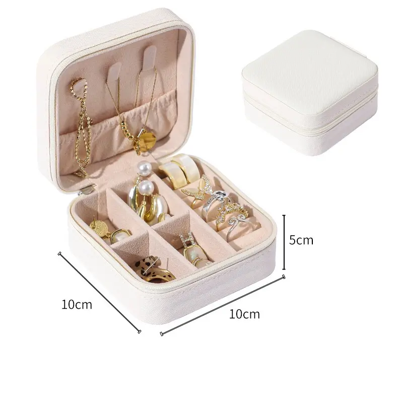 PU Leather Travel Jewelry Box com sinal do zodíaco, dama de honra Presentes de aniversário para meninas e mulheres-Branco