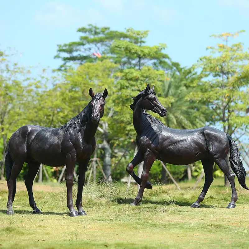 Support de Figurine en fibre de verre personnaliser animal de décoration de cheval en résine/grand cheval en fibre de verre/décor de cheval réel grandeur nature vif