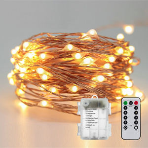 8 Funciones Temporizador 5m 10m Alimentado por batería Control remoto Fiesta Boda Hada Micro Led Alambre de cobre Luces de cadena