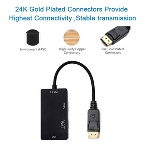 4K 2K Displayport DP to <strong>HDMI</strong>/VGA/DVI Male to Female 3-In-<strong>1</strong> Adapter DP Displayport to <strong>HDMI</strong> VGA DVI 3 in <strong>1</strong> Converter Adapter Cable - Product Image 2