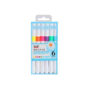 OEM personalizzato punta morbida scalpello evidenziatore 6 Neon fluorescente pennarello Set per studenti bambini ufficio marcatura & disegno Fax - Product Image 1
