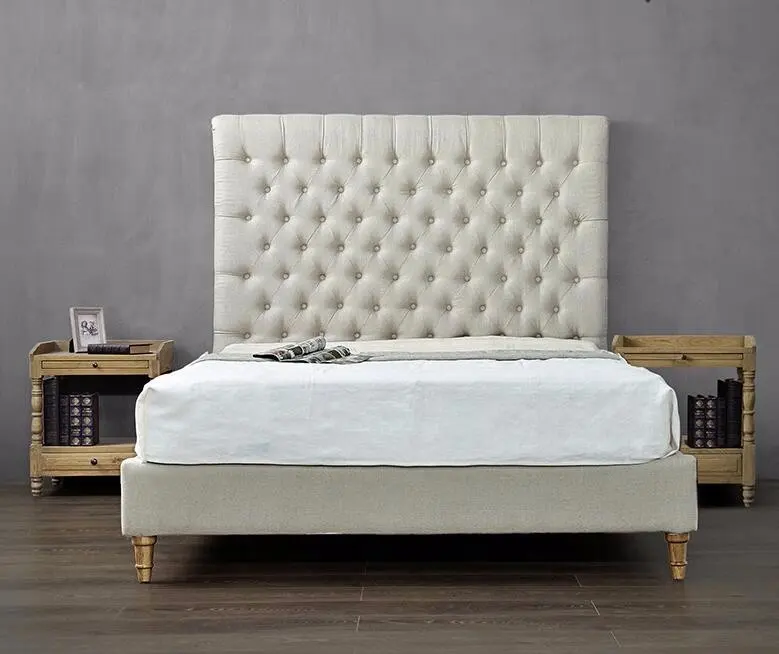 Venda por atacado novo design king tamanho cama tufped estofados cama para quarto móveis quadro
